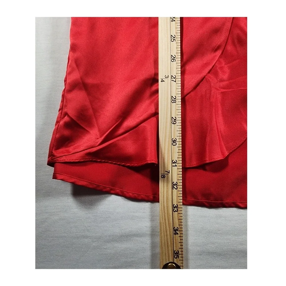 Victoria's Secret Robe Women OS Red Satin Love Heart Kimono Tie Ruffle Valentine